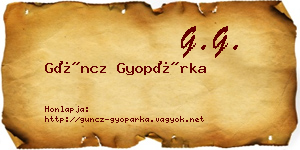 Güncz Gyopárka névjegykártya